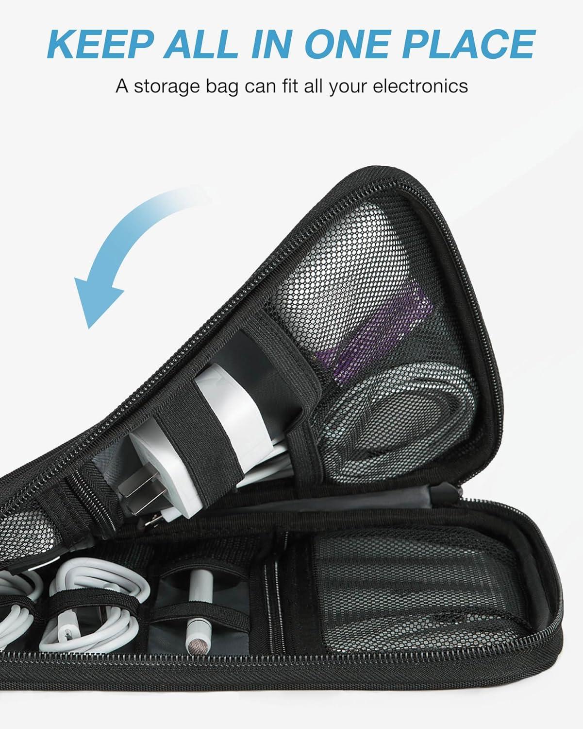 image:imageBAGSMART Large Electronics Travel Organizer Case Tech Accessories Cord Storage Bag for Phone Power Bank SD Card Cables BlackBlack