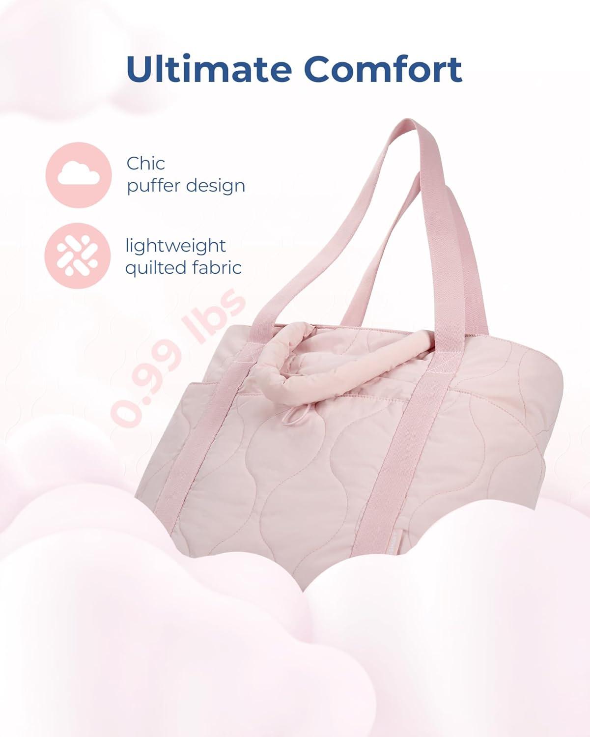 image:imageBAGSMART Puffer Tote Bag for Women Quilted Travel Top Handle Large Lightweight Shoulder Handbags with Zipper