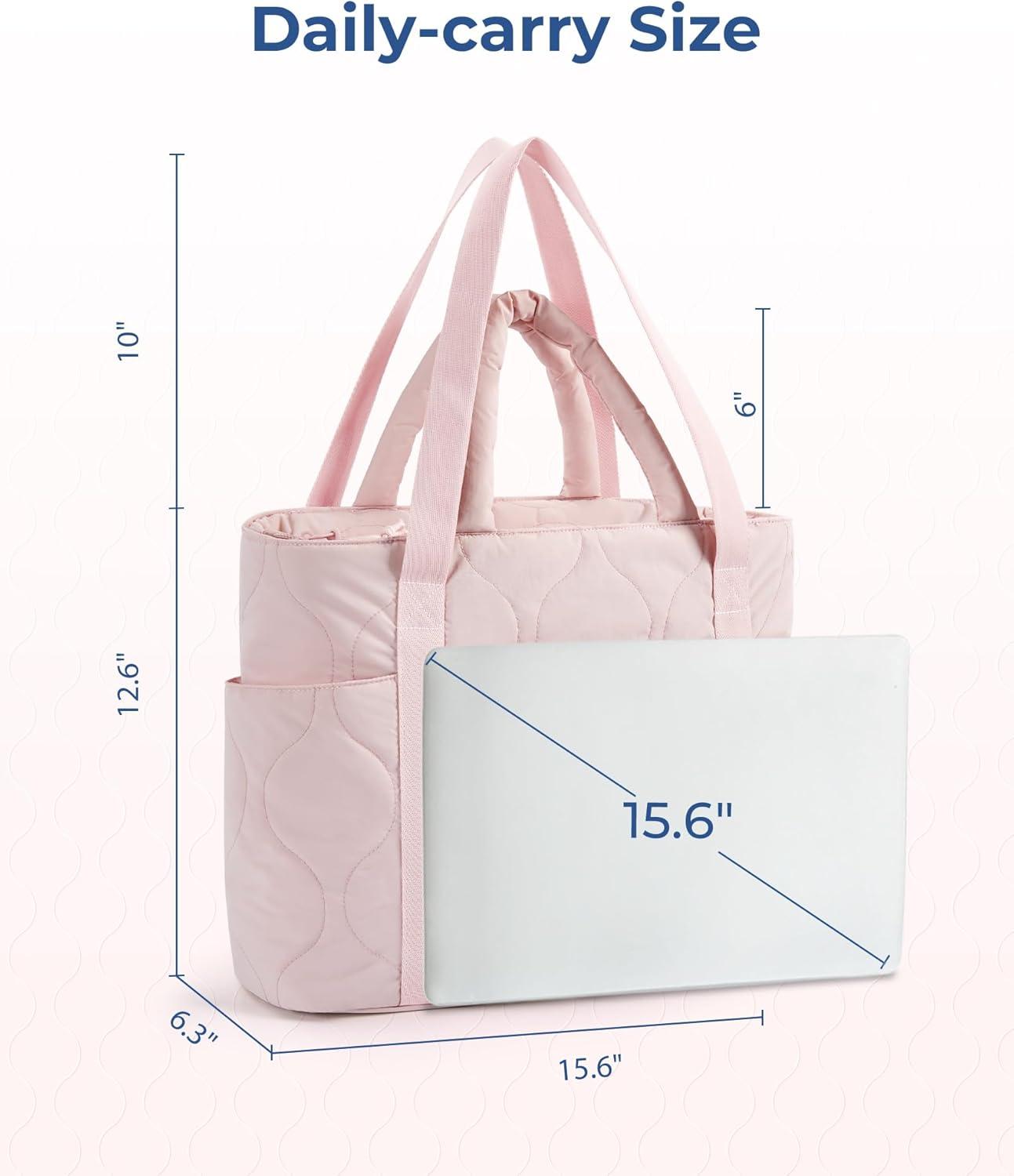 image:imageBAGSMART Puffer Tote Bag for Women Quilted Travel Top Handle Large Lightweight Shoulder Handbags with Zipper