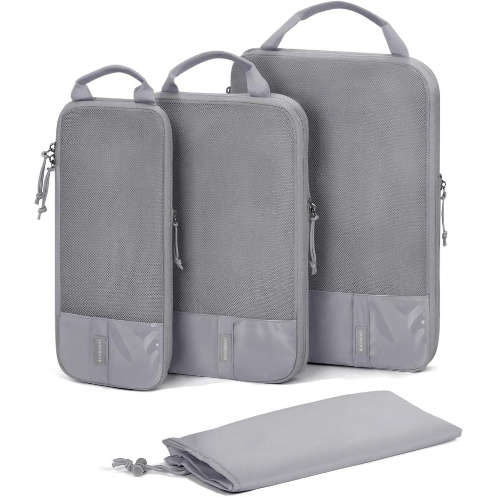 image:imageBAGSMART 6 Set 4 Set2 Set Compression Packing Cubes for Travel Lightweight Luggage Organizer Bags Durable Space Saver Bags Travel EssentialsGrey