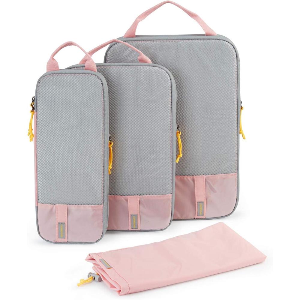 image:imageBAGSMART 6 Set 4 Set2 Set Compression Packing Cubes for Travel Lightweight Luggage Organizer Bags Durable Space Saver Bags Travel EssentialsPink
