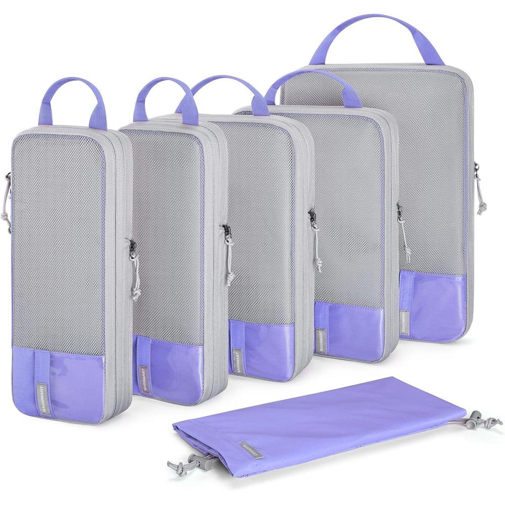 image:imageBAGSMART 6 Set 4 Set2 Set Compression Packing Cubes for Travel Lightweight Luggage Organizer Bags Durable Space Saver Bags Travel EssentialsVery Peri
