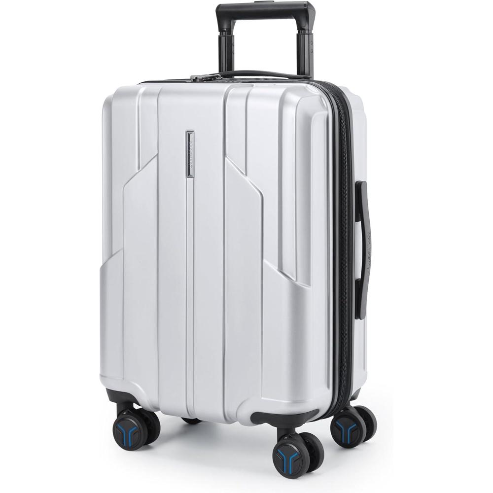 image:imageBAGSMART Carry On Luggage 22x14x9 Airline Approved 1OO PC Hardside Expandable Luggage with TSA Lock 20 Inch Travel Suitcase with Spinner WheelsBeigeSliver