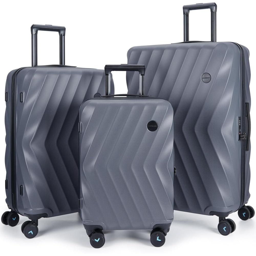 image:imageBAGSMART Carry On Luggage 22x14x9 Airline Approved PC Hardside Suitcase 20 Inch Carryon with Spinner Wheels Travel Luggage Lightweight Rolling Suitcases for Men Women Purple04 Charcoal Grey