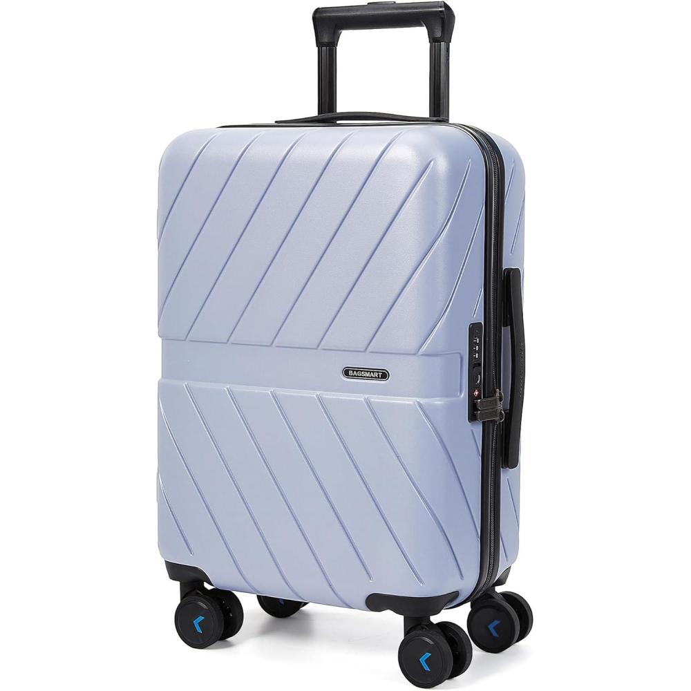 image:imageBAGSMART Carry On Luggage 22x14x9 Airline Approved With TSA Lock 1OO Polycarbonate Hardside Luggage with Spinner Wheels Durable Hard Shell Carry On Suitcase 20 inch BlackLilac Purple