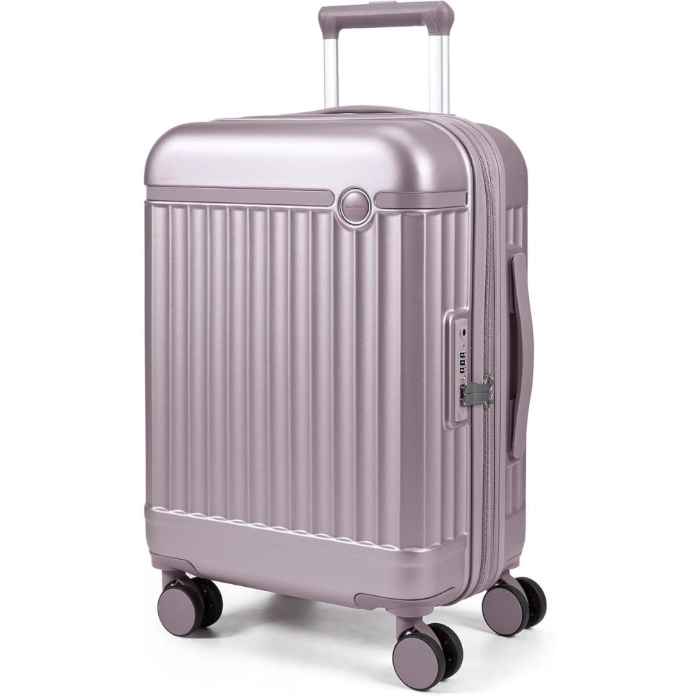 image:imageBAGSMART Carry On Luggage 22x14x9 Airline Approved with Spinner Wheels Travel TSA Approved 100 PC Hard Shell Suitcases 20 Inch Expandable Luggage with TSA Lock Dark Sea GreenPurple