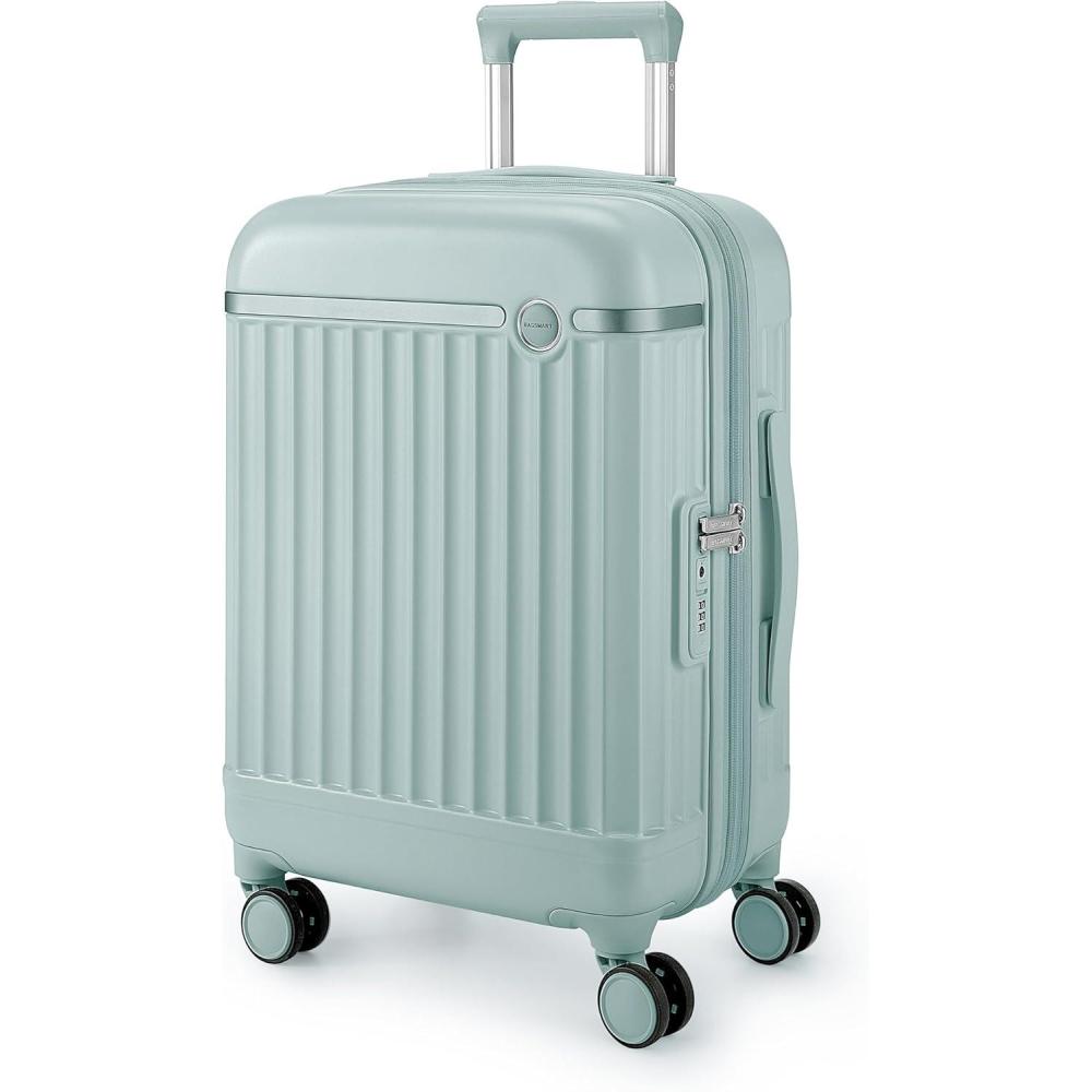 image:imageBAGSMART Carry On Luggage 22x14x9 Airline Approved with Spinner Wheels Travel TSA Approved 100 PC Hard Shell Suitcases 20 Inch Expandable Luggage with TSA Lock Dark Sea GreenDark Sea Green
