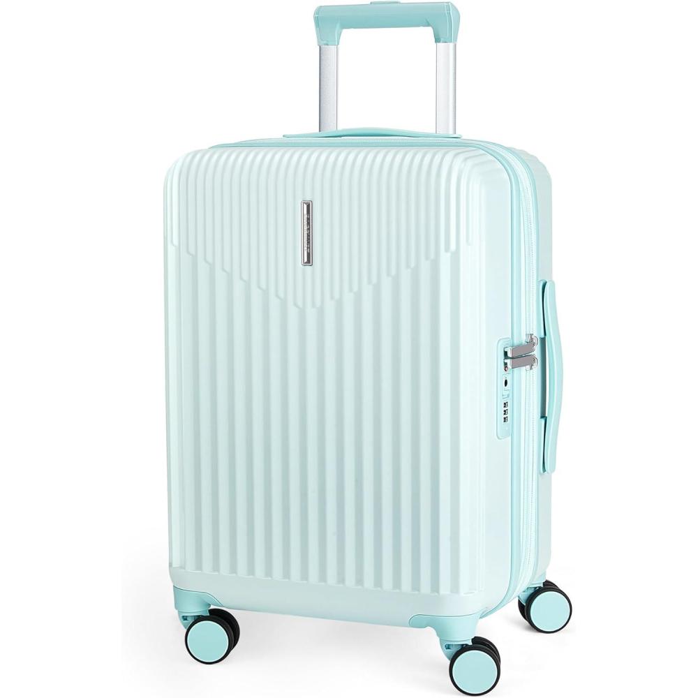 image:imageBAGSMART Carry On Luggage 22x14x9 Airline Approved with Spinner Wheels100 PC Hardside Expandable Luggage with TSA Lock for Trips 20 Inch Rolling Suitcases for Men WomenBeigeMint Green