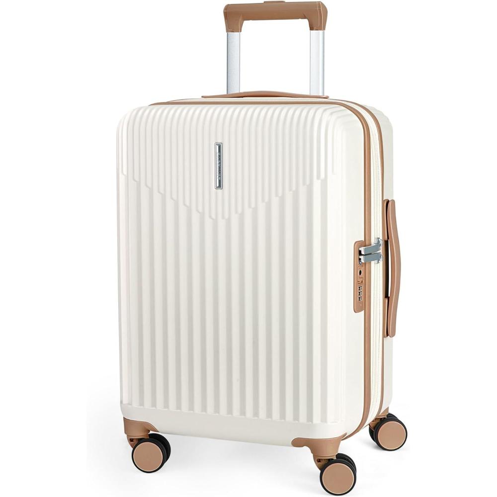 image:imageBAGSMART Carry On Luggage 22x14x9 Airline Approved with Spinner Wheels100 PC Hardside Expandable Luggage with TSA Lock for Trips 20 Inch Rolling Suitcases for Men WomenBeigeBeige