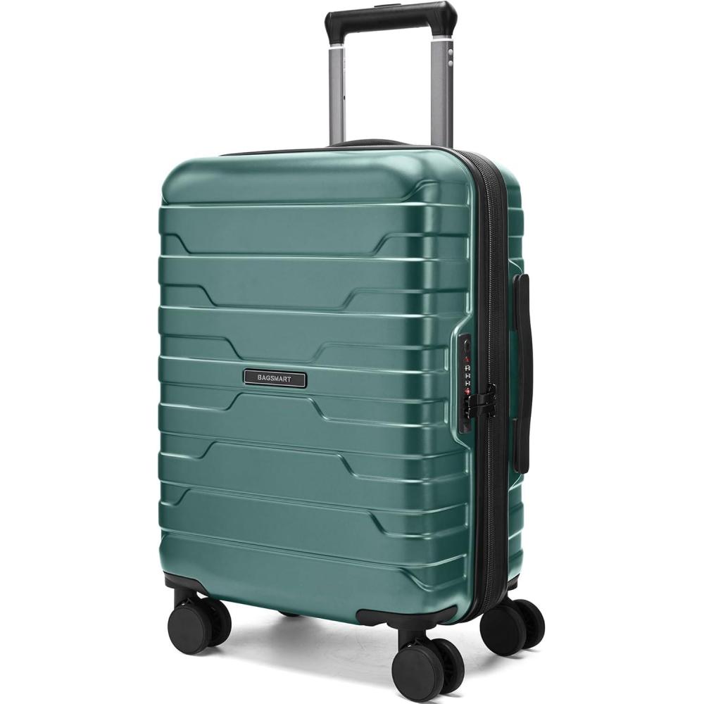 image:imageBAGSMART Carry On Luggage 22x14x9 Airline Approved with Spinner WheelsLightweight 20 Inch Luggage with TSA LockExpandable Hard Shell Carry On Suitcases for Men WomenDark BluePine Green
