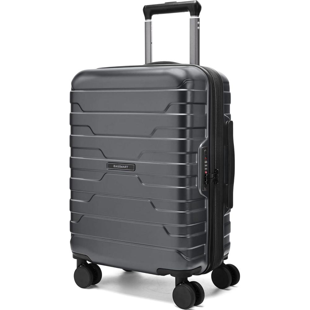 image:imageBAGSMART Carry On Luggage 22x14x9 Airline Approved with Spinner WheelsLightweight 20 Inch Luggage with TSA LockExpandable Hard Shell Carry On Suitcases for Men WomenDark BlueGray