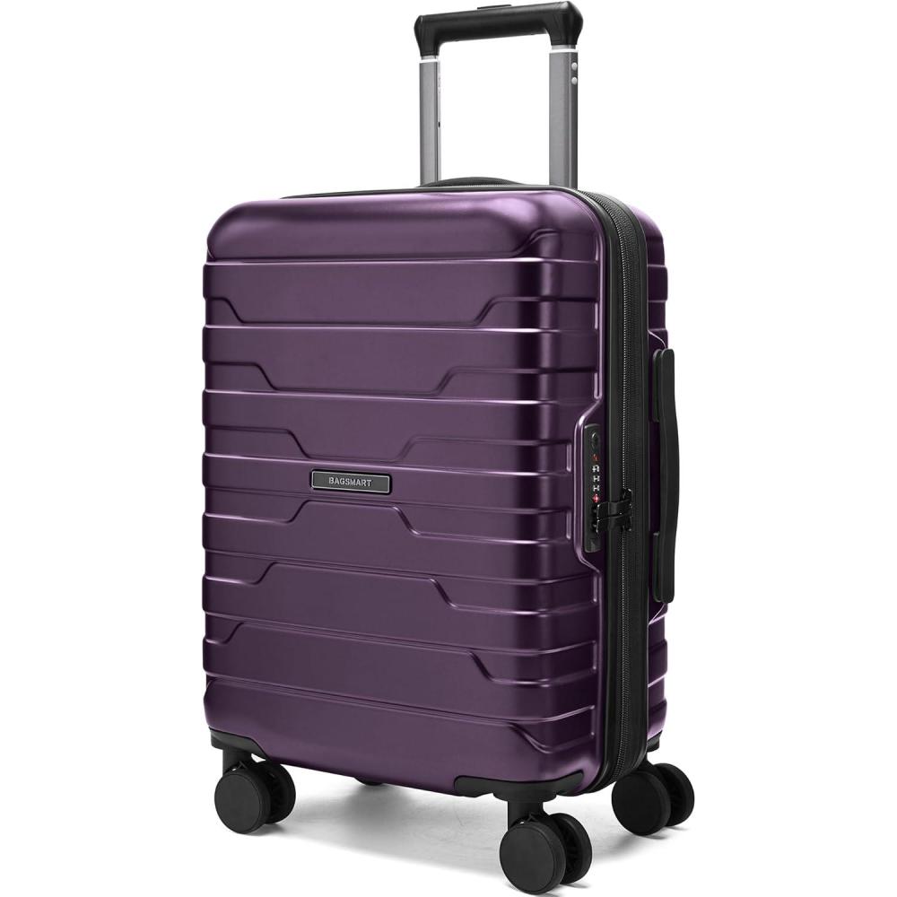 image:imageBAGSMART Carry On Luggage 22x14x9 Airline Approved with Spinner WheelsLightweight 20 Inch Luggage with TSA LockExpandable Hard Shell Carry On Suitcases for Men WomenDark BluePurple
