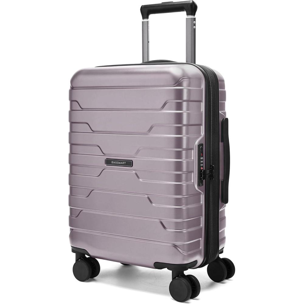 image:imageBAGSMART Carry On Luggage 22x14x9 Airline Approved with Spinner WheelsLightweight 20 Inch Luggage with TSA LockExpandable Hard Shell Carry On Suitcases for Men WomenDark BlueRose Purple