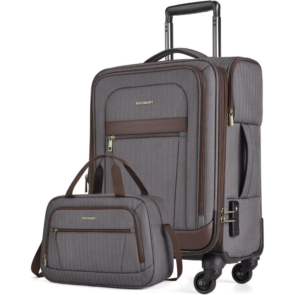 image:imageBAGSMART CarryOn Luggage Airline Approved 20 inch Expandable Suitcase with Duffel bag Softside Lightweight Suitcases with Spinner Wheels Durable Travel Luggage CarryOn GrayGray