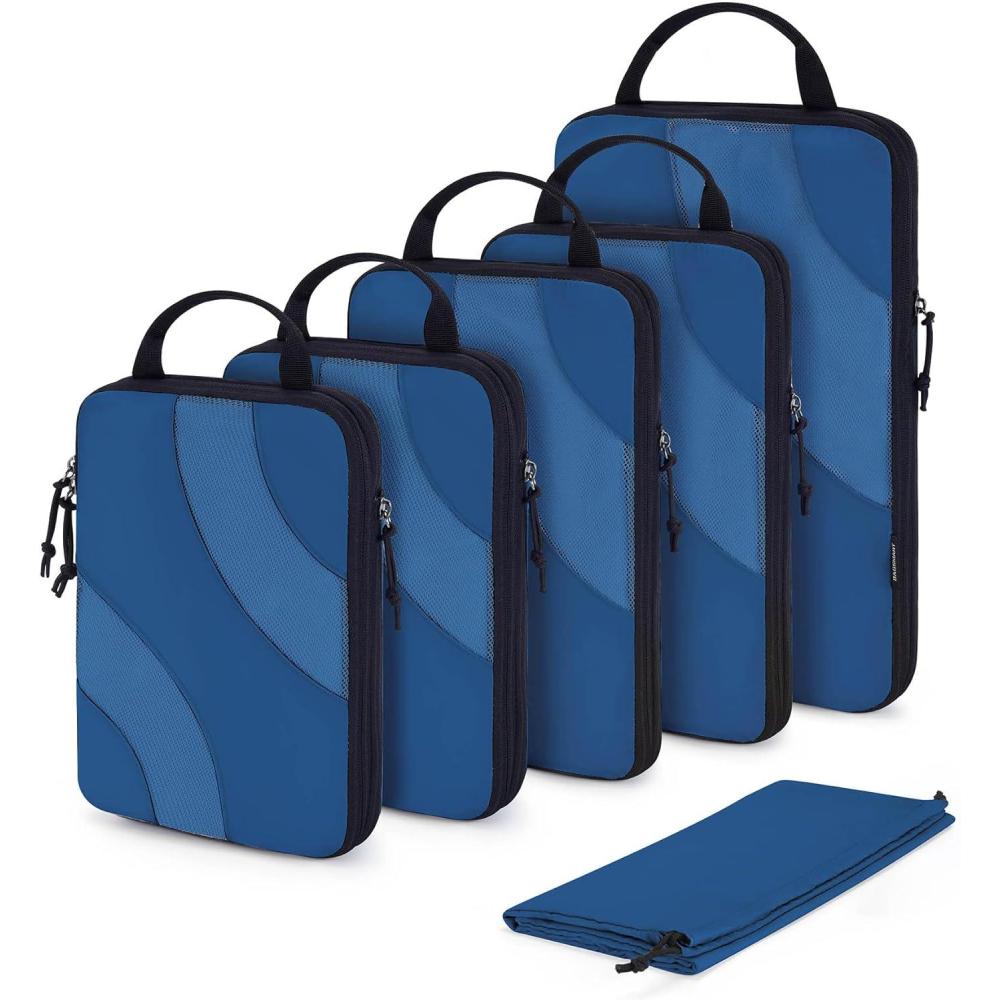 image:imageBAGSMART Compression Packing Cubes 6 Set4 Set2 Set Travel Packing Cubes for Carry on Suitcases Compression Suitcase Organizers Bag Set ampamp Travel Cubes for Luggage Lightweight Packing Organizers07Classic Blue