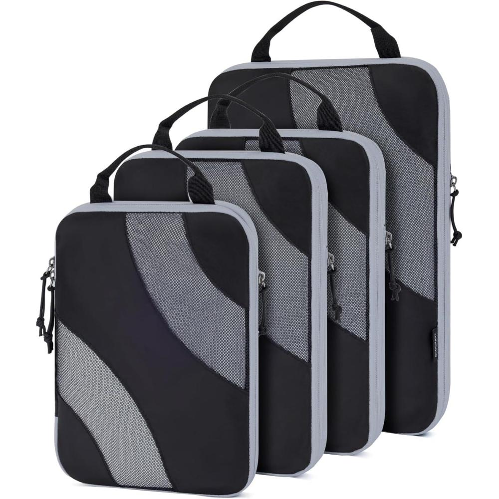 image:imageBAGSMART Compression Packing Cubes 6 Set4 Set2 Set Travel Packing Cubes for Carry on Suitcases Compression Suitcase Organizers Bag Set ampamp Travel Cubes for Luggage Lightweight Packing OrganizersBlack