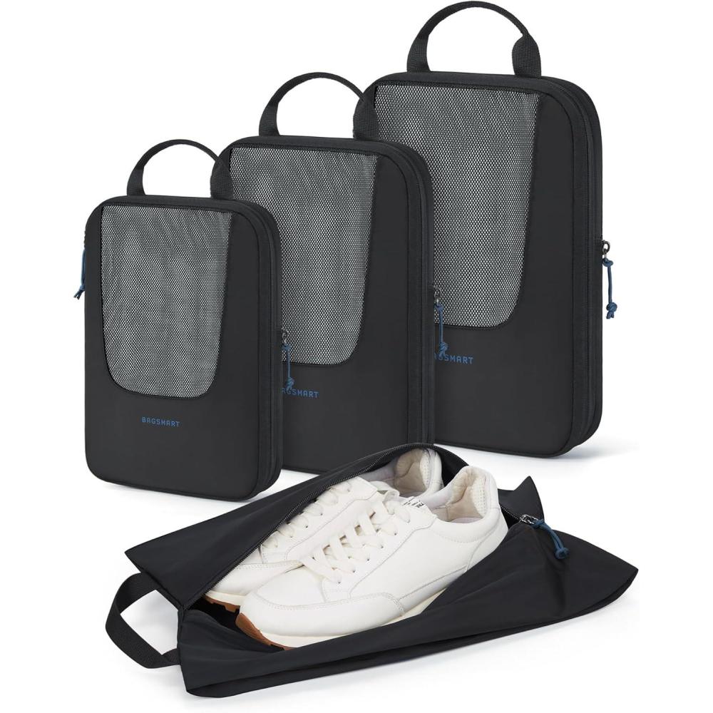 image:imageBAGSMART Compression Packing Cubes Travel Cubes for Packing 654 Set Suitcase Organizer Bags Set Lightweight Packing Organizers01Black