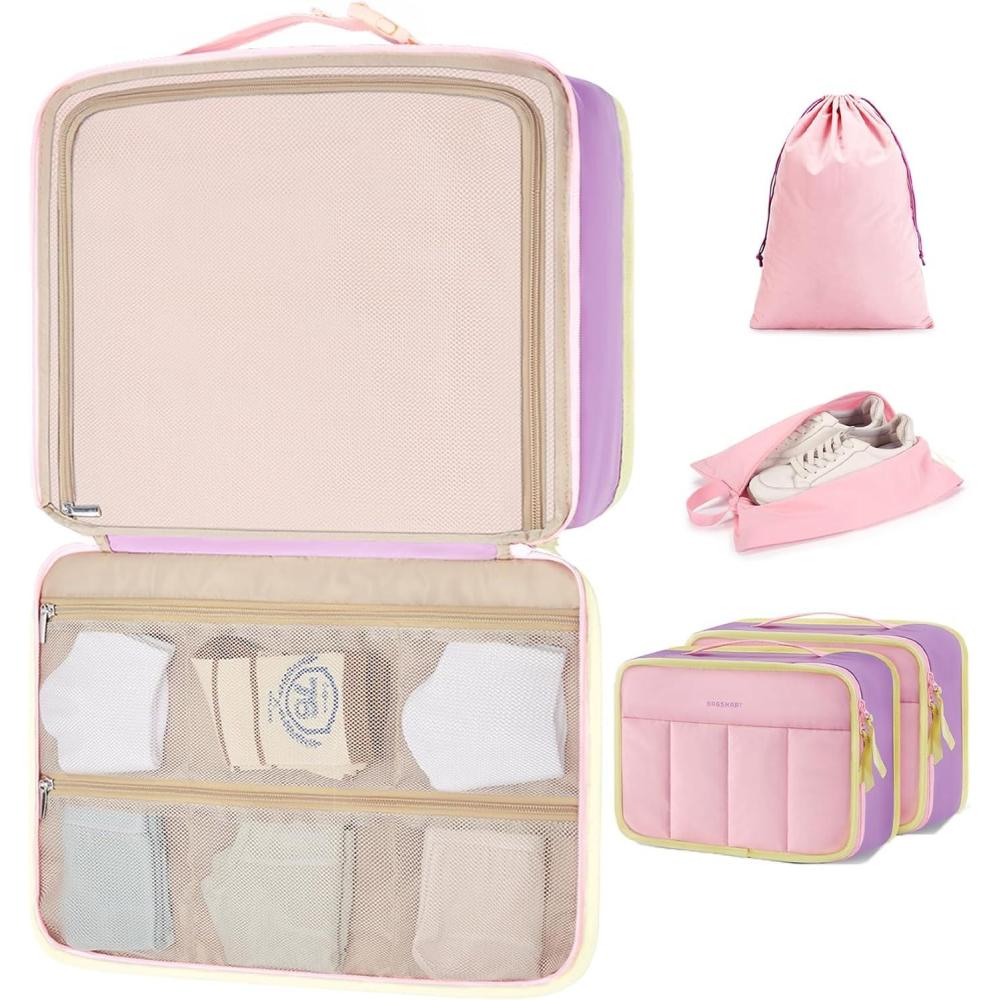 image:imageBAGSMART Compression Packing Cubes Travel Cubes for Packing 654 Set Suitcase Organizer Bags Set Lightweight Packing Organizers04Colorful
