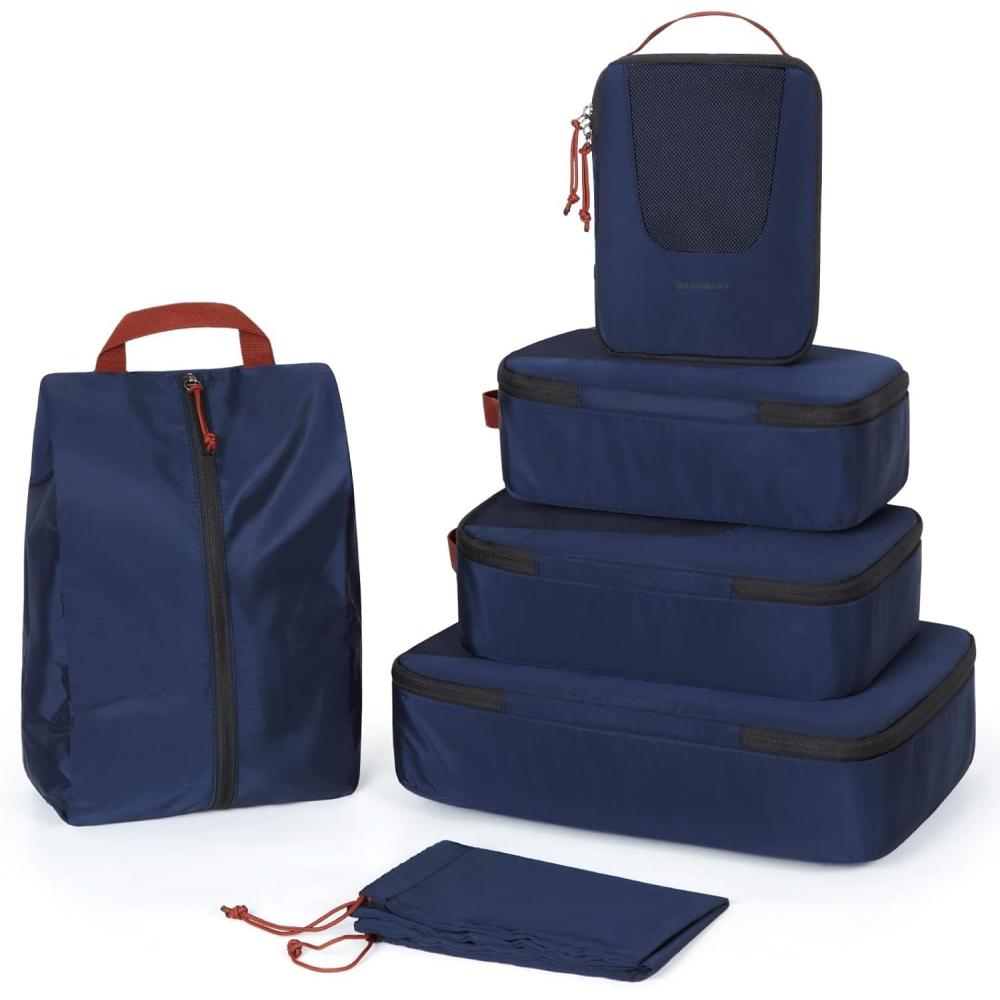 image:imageBAGSMART Compression Packing Cubes Travel Cubes for Packing 654 Set Suitcase Organizer Bags Set Lightweight Packing Organizers04Navy