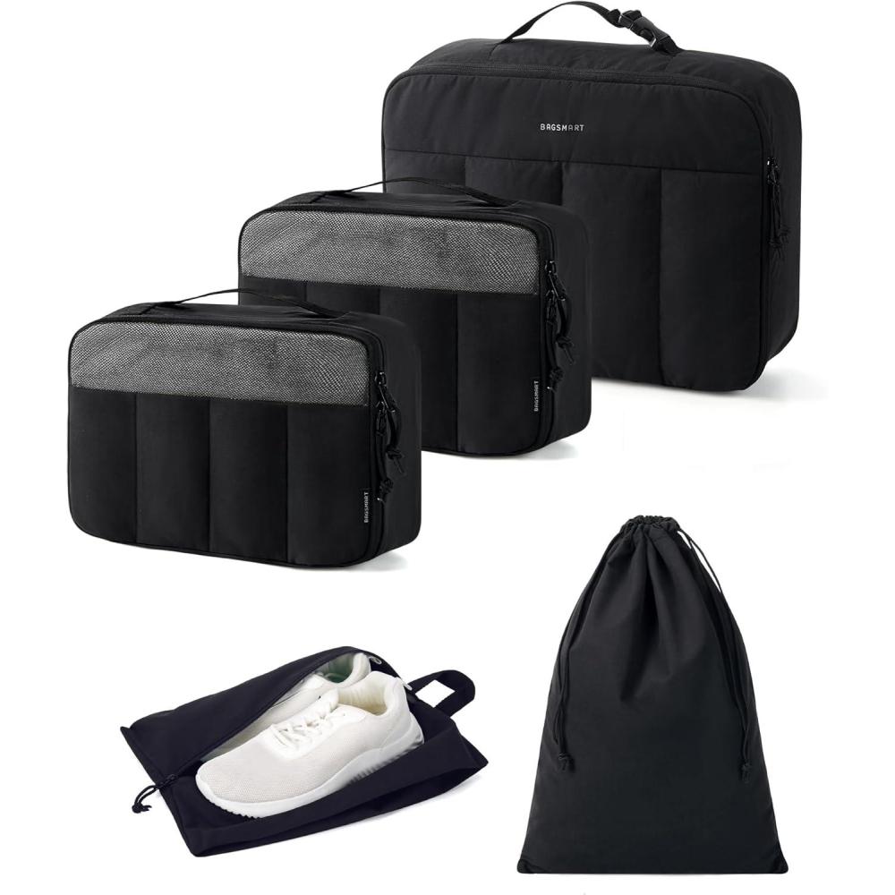 image:imageBAGSMART Compression Packing Cubes Travel Cubes for Packing 654 Set Suitcase Organizer Bags Set Lightweight Packing Organizers05Black
