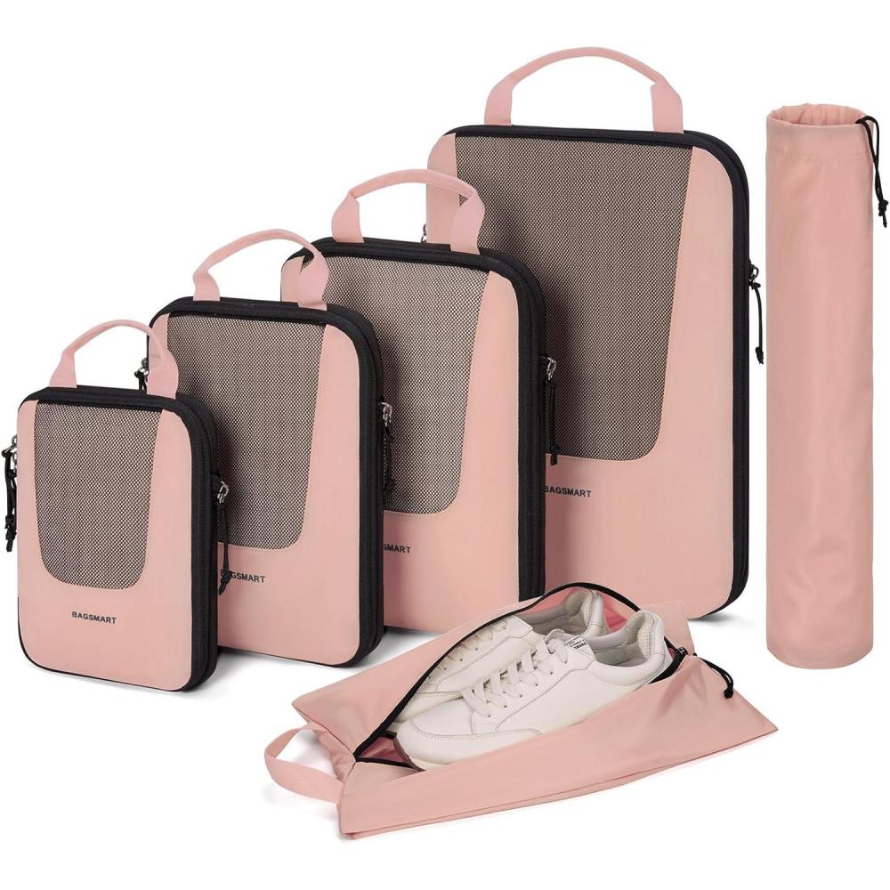 image:imageBAGSMART Compression Packing Cubes Travel Cubes for Packing 654 Set Suitcase Organizer Bags Set Lightweight Packing OrganizersHBrier Rose