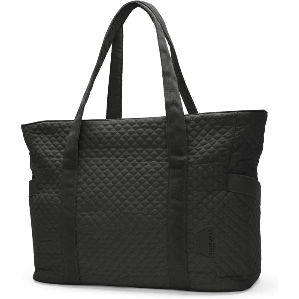 image:imageBAGSMART Crush Tote Bag for Women 20L Puffer Work Tote with Zipper Travel Essentials Quilted Nurse Hospital BagBlack