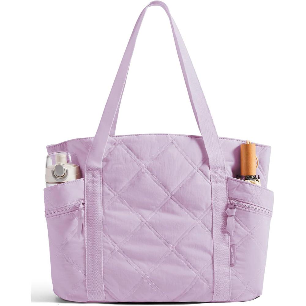 image:imageBAGSMART Crush Tote Bag for Women 20L Puffer Work Tote with Zipper Travel Essentials Quilted Nurse Hospital BagLavender