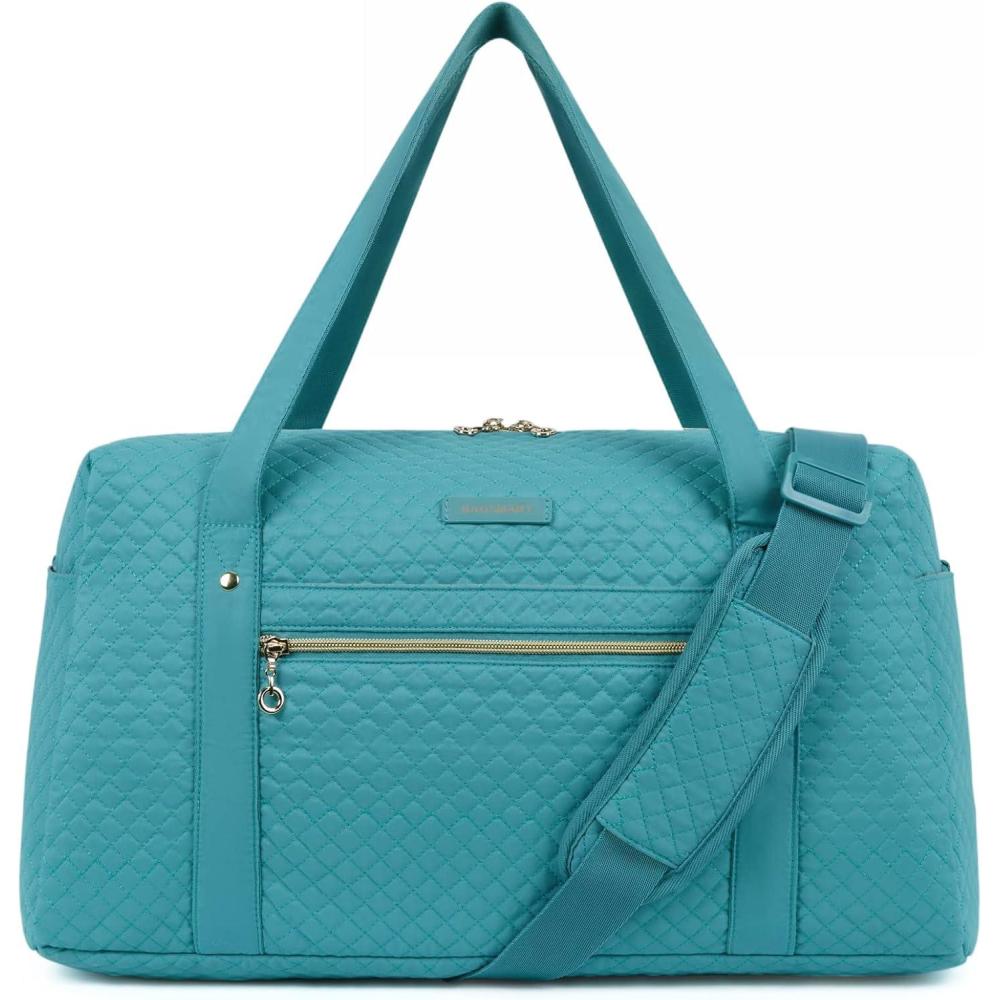 image:imageBAGSMART Duffle Bag 37L Large Carry On Weekender Overnight Bag with Wet Pocket  Laptop Compartment And Shoes Bag for for Women Travel Business Trips SportsBlackLake Blue
