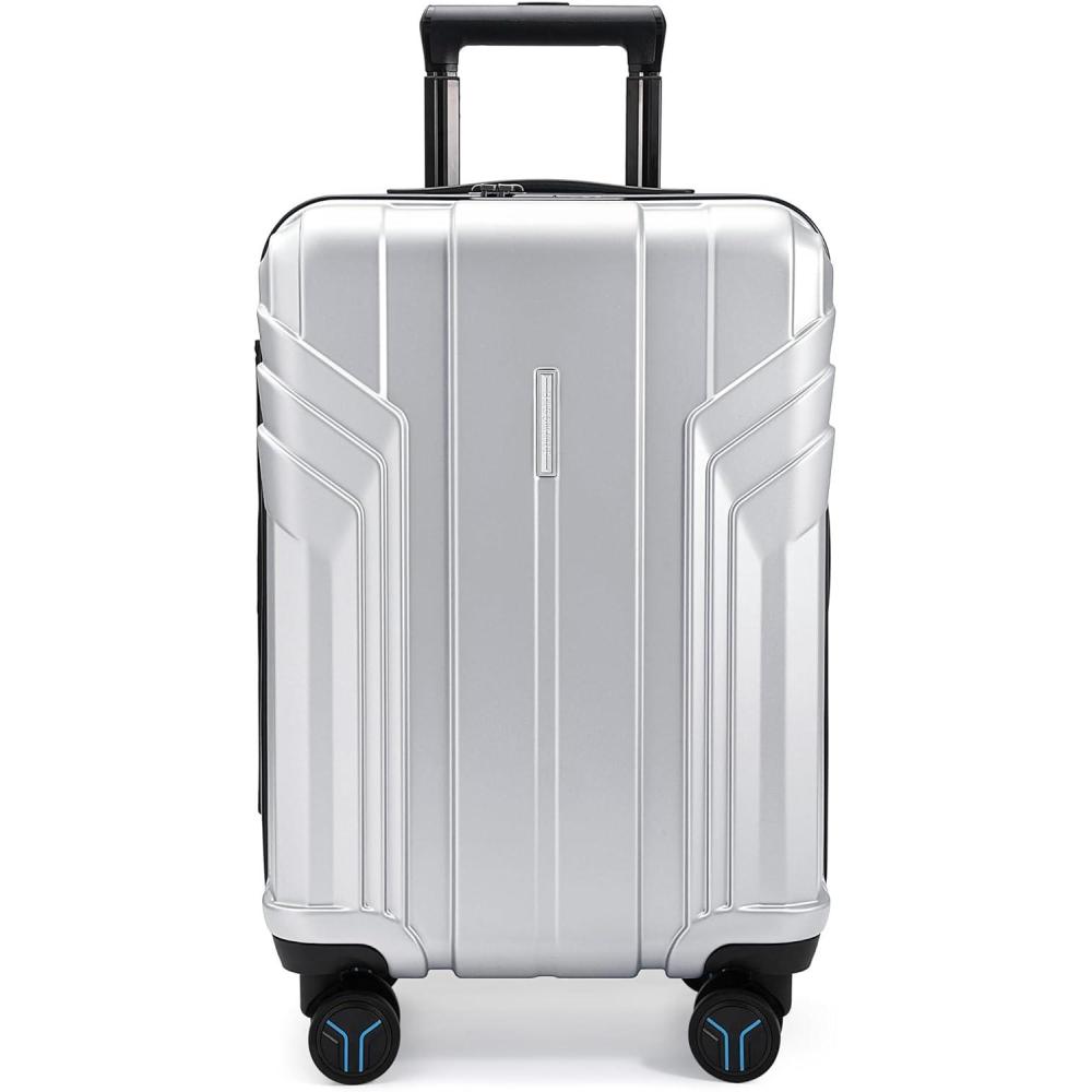 image:imageBAGSMART Expandable Carry On Luggage 22x14x9 Airline Approved 1OO PC Lightweight Hard Shell Suitcase 20 Inch Travel Luggage with Spinner Wheels Waterproof Rolling Suitcase BlackSliver