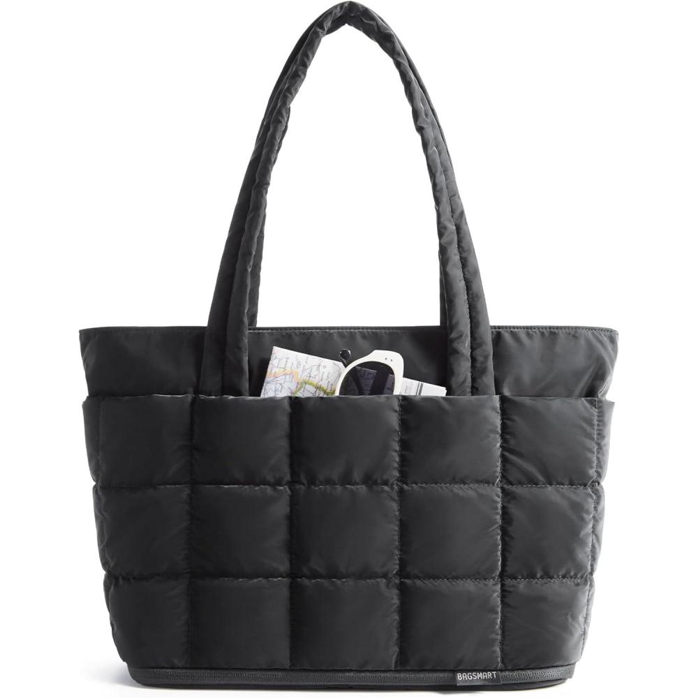 image:imageBAGSMART Expandable Tote Bag for Women Puffer Work Tote Handbag Quilted Carry On Bag for Travel GymClassic