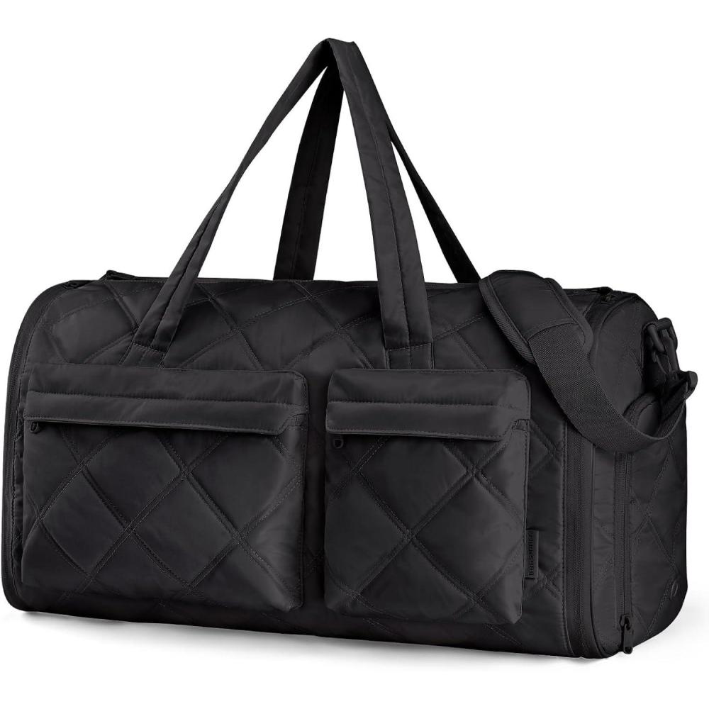 image:imageBAGSMART Garment Duffel Bag Convertible 2in1 Puffy WaterResistant CarryOn with Shoe Compartment ABlackABlack