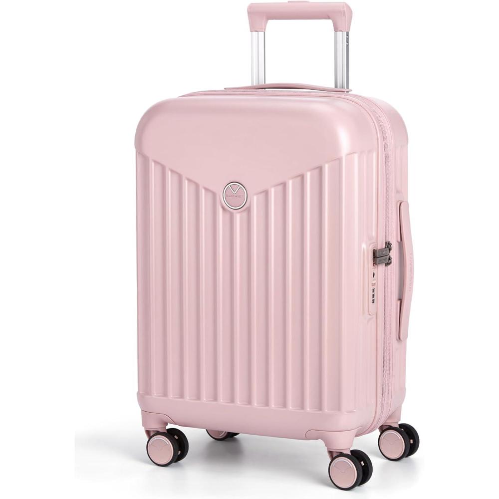 image:imageBAGSMART Hardside Expandable Luggage With Spinner Wheels PC Lightweight CarryOn Luggage Airline Approved With TSA Lock Durable Women Travel Suitcase Carry On 20 Inch PinkPink