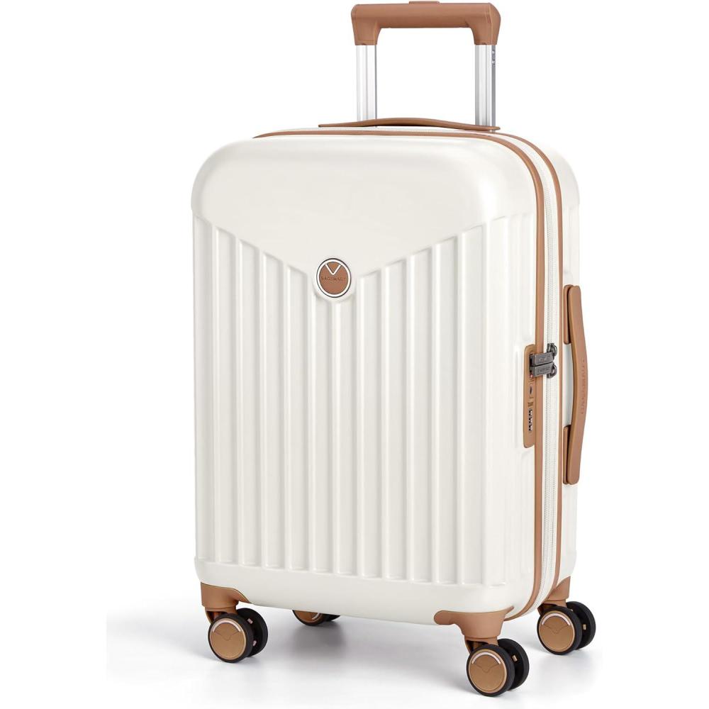 image:imageBAGSMART Hardside Expandable Luggage With Spinner Wheels PC Lightweight CarryOn Luggage Airline Approved With TSA Lock Durable Women Travel Suitcase Carry On 20 Inch PinkBeige