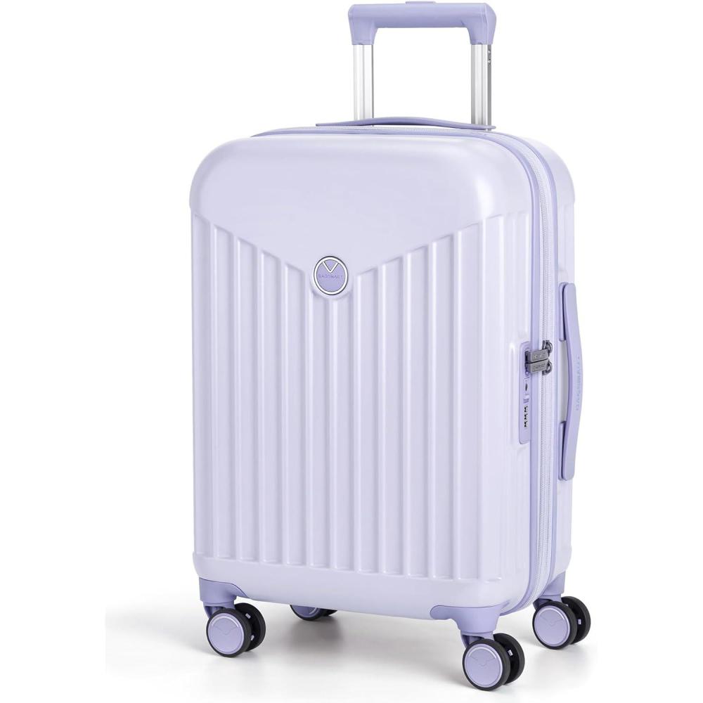 image:imageBAGSMART Hardside Expandable Luggage With Spinner Wheels PC Lightweight CarryOn Luggage Airline Approved With TSA Lock Durable Women Travel Suitcase Carry On 20 Inch PinkPurple