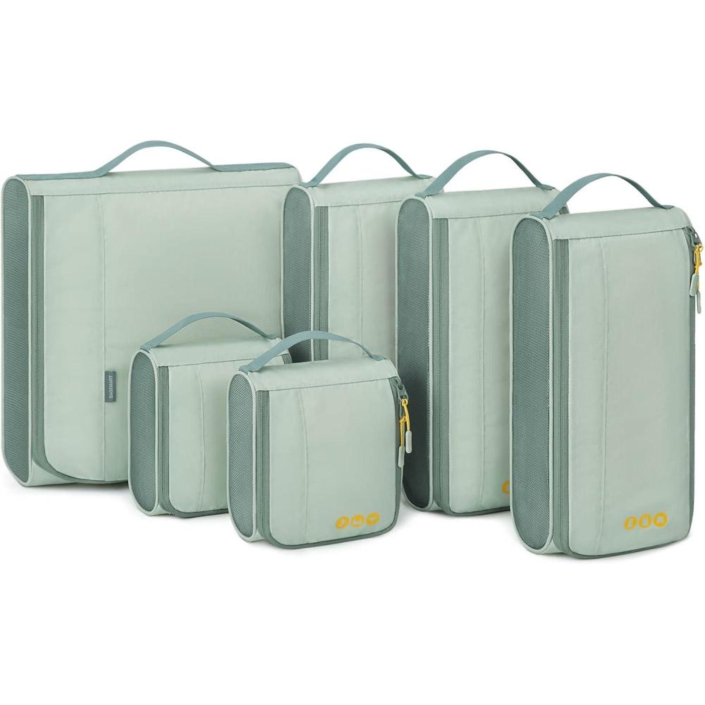 image:imageBAGSMART Keep Shape Packing Cubes for Travel 6 Set Travel Cubes for Packing Lightweight Suitcase Organizer Bags Set for Travel Essentials05Balsam Green