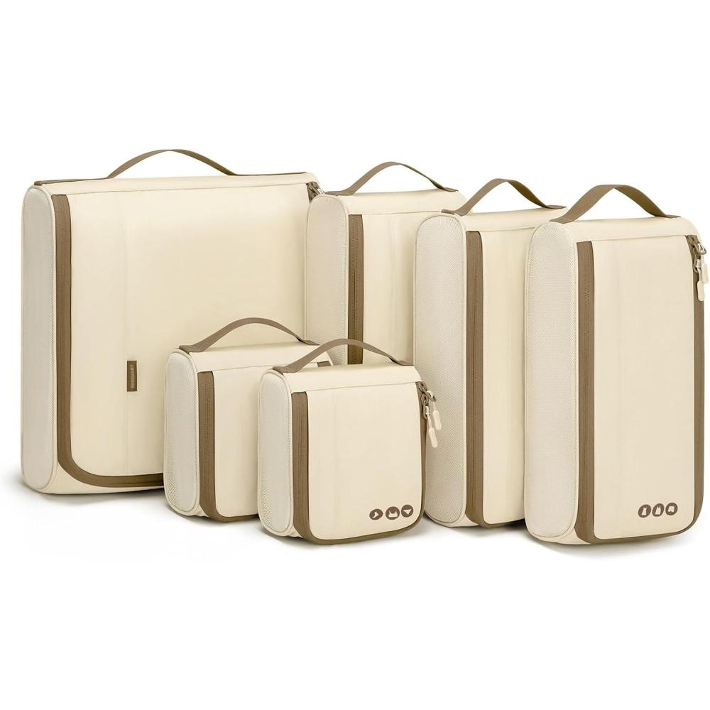 image:imageBAGSMART Keep Shape Packing Cubes for Travel 6 Set Travel Cubes for Packing Lightweight Suitcase Organizer Bags Set for Travel EssentialsCornSilk Yellow