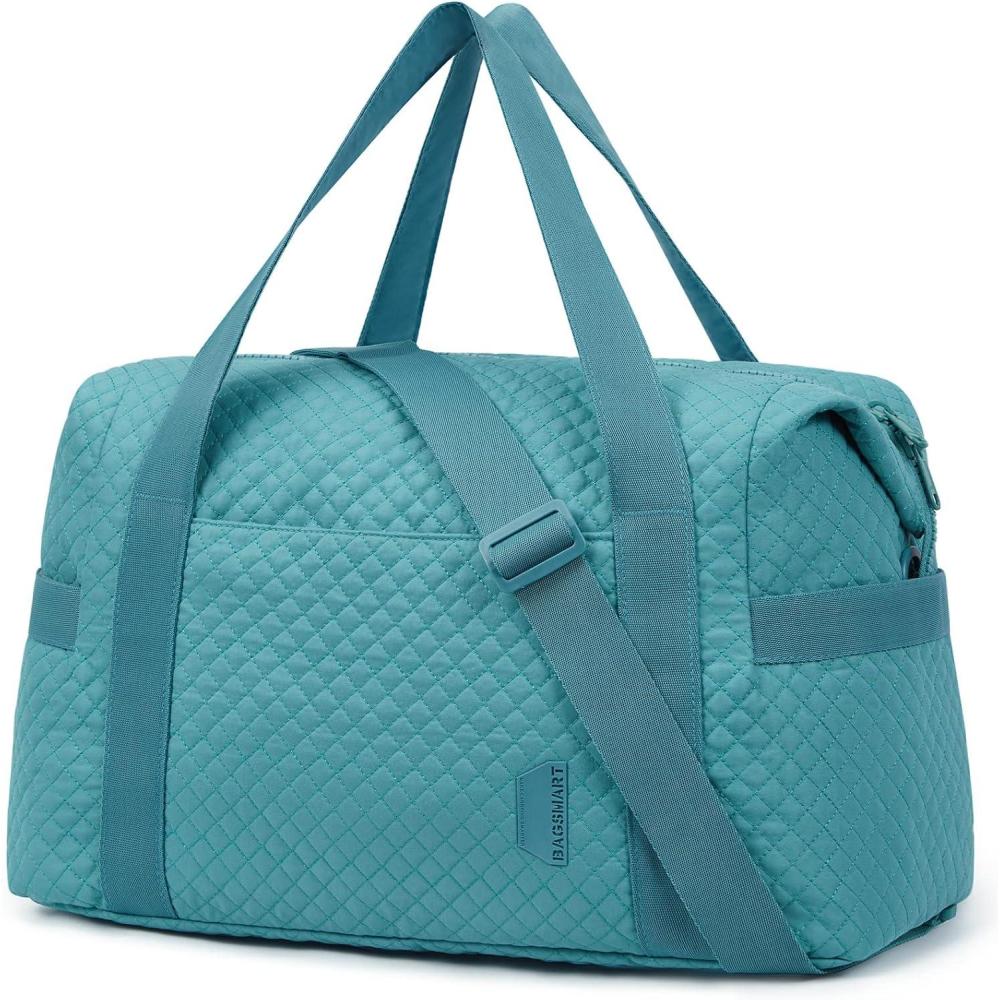 image:imageBAGSMART Large Gym Bag with Yoga Mat Buckle Weekender Overnight Bag for Women Travel Duffle Bag for Travel Essentials Carry On Tote Bag Hospital Bag for Labor and DeliveryLake Blue