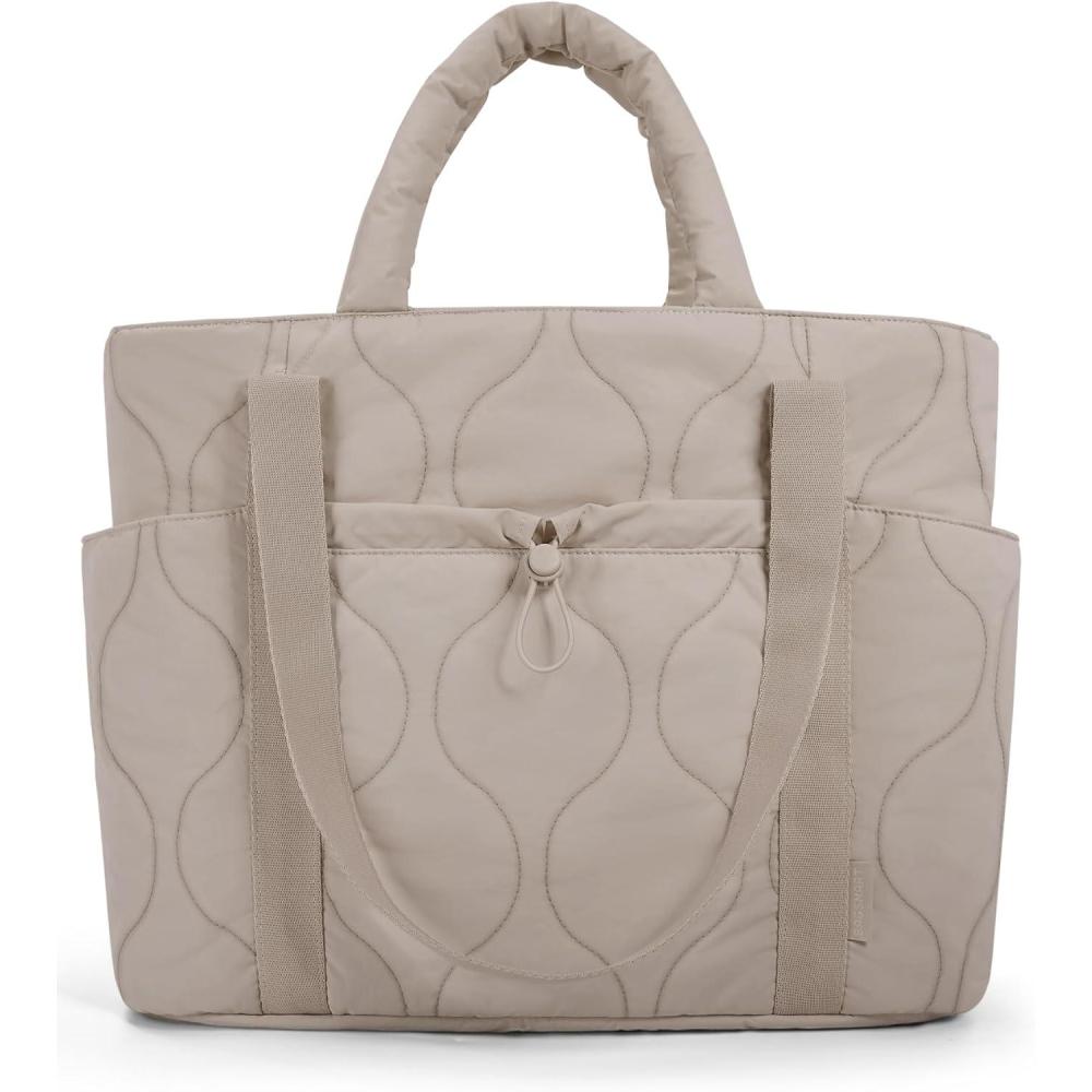 image:imageBAGSMART Puffer Tote Bag for Women Quilted Travel Top Handle Large Lightweight Shoulder Handbags with Zipper