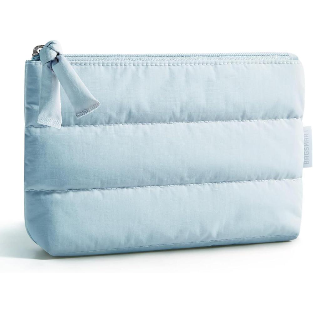 image:imageBAGSMART Small Cosmetic Bag Elegant Roomy Makeup Bagslipstick pouchZipper PouchGreat Gifts for WomenTravel Waterproof Toiletry Bag Accessories Organizer Gifts Pink1 pcs02Baby Blue