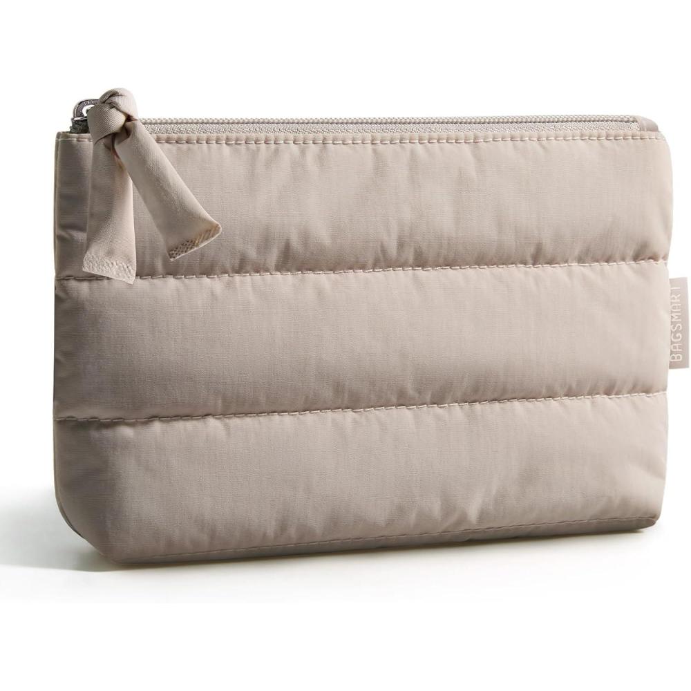 image:imageBAGSMART Small Cosmetic Bag Elegant Roomy Makeup Bagslipstick pouchZipper PouchGreat Gifts for WomenTravel Waterproof Toiletry Bag Accessories Organizer Gifts Pink1 pcs02Camel