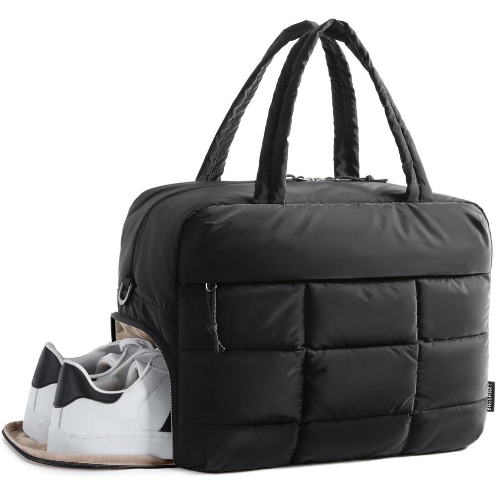 image:imageBAGSMART Small Gym Bag for Women 23L Carry on Travel Duffel Bag Waterresistant Weekender with Shoe Compartment Classic