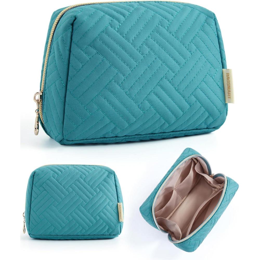 image:imageBAGSMART Small Makeup Bag Travel Cosmetic Bag Make Up Pouch Small Travel Zipper PouchWaterresistant Toiletry BagMakeup Organizer Bag for Women Black01Teal Blue