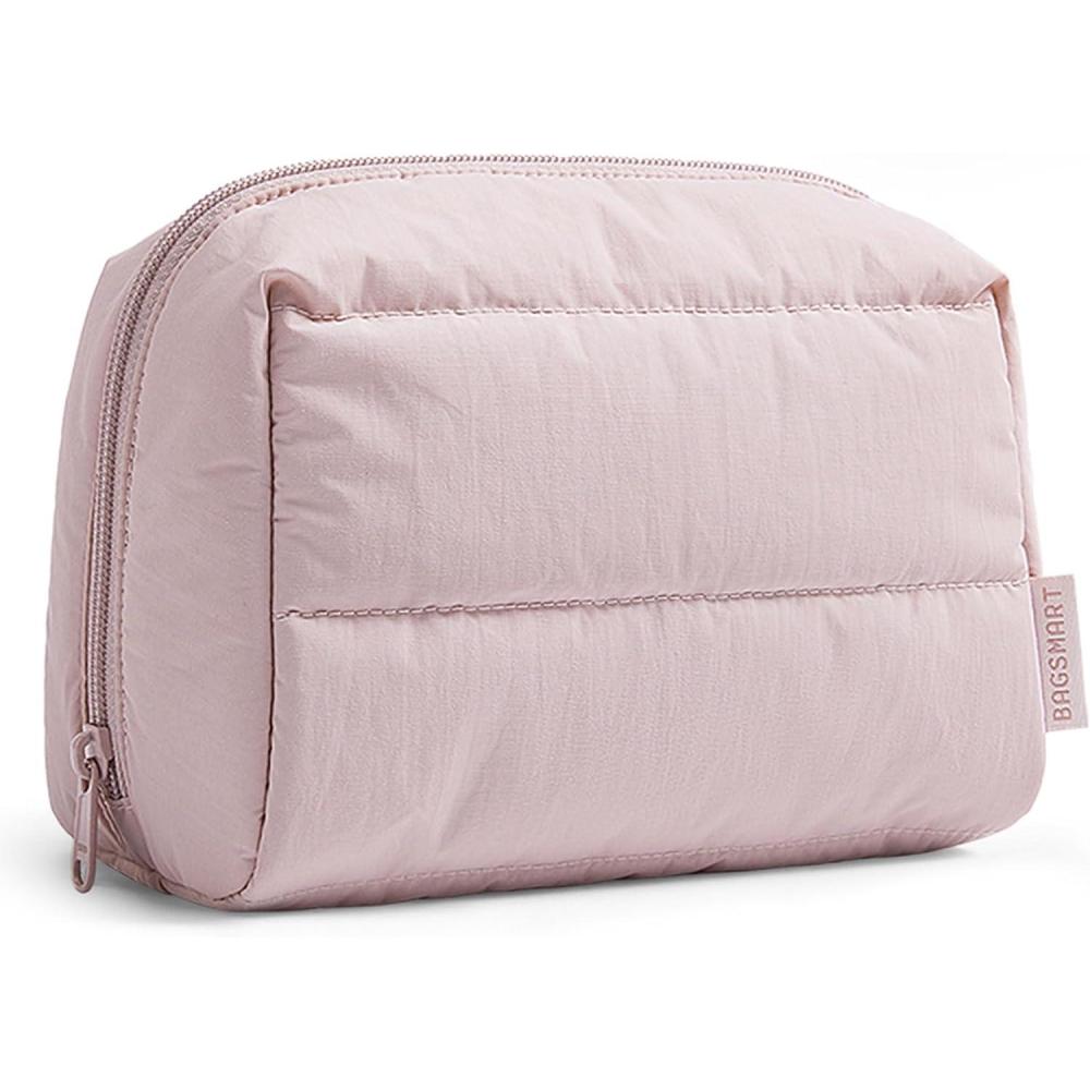 image:imageBAGSMART Small Makeup Bag Travel Cosmetic Bag Make Up Pouch Small Travel Zipper PouchWaterresistant Toiletry BagMakeup Organizer Bag for Women Black02Baby Pink