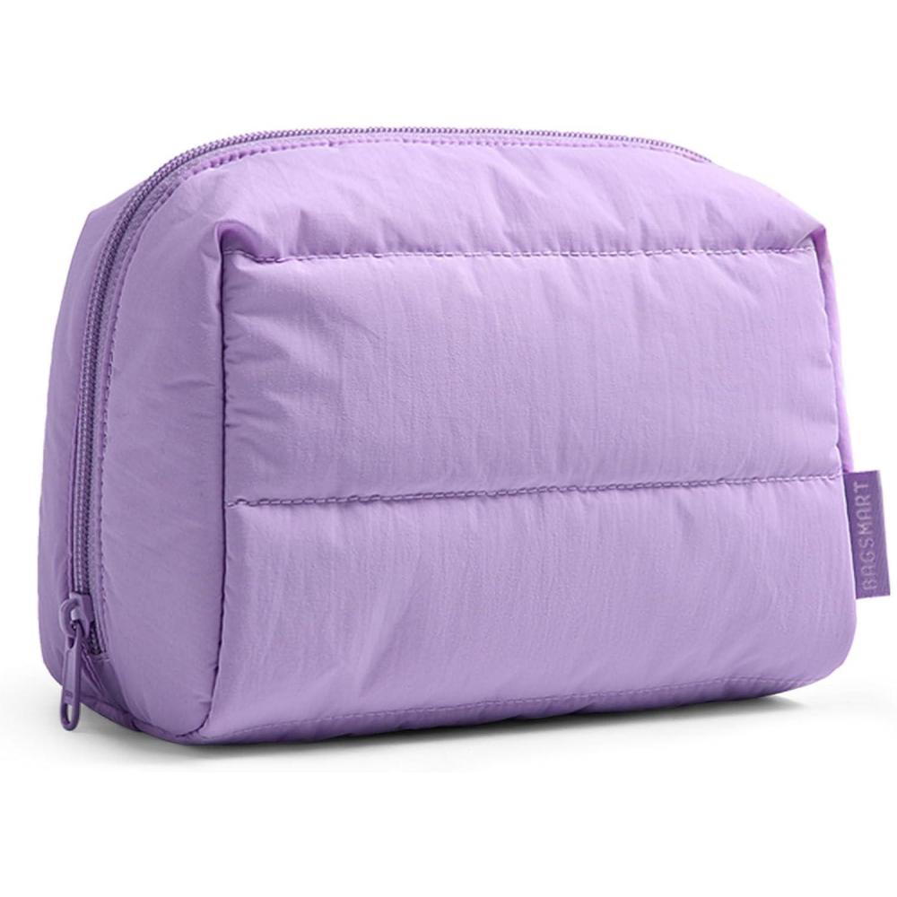 image:imageBAGSMART Small Makeup Bag Travel Cosmetic Bag Make Up Pouch Small Travel Zipper PouchWaterresistant Toiletry BagMakeup Organizer Bag for Women Black02Lilac