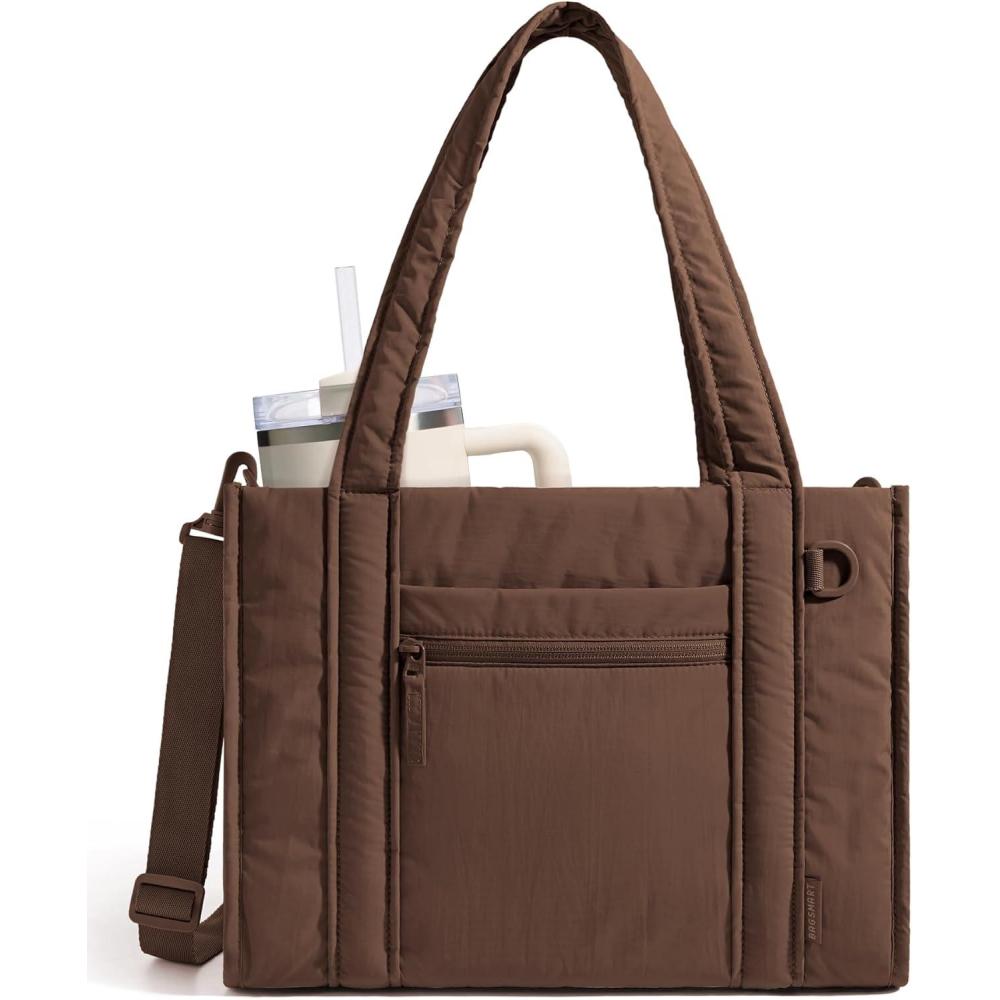 image:imageBAGSMART Small Tote Bag for Women Crossbody Bag with Zipper Crush Bow Purses for Travel Work CollegeChocolate