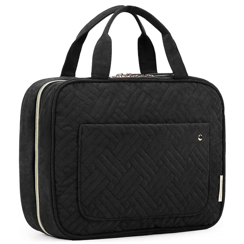 image:imageBAGSMART Toiletry Bag Travel Bag with Hanging Hook Waterresistant Makeup Cosmetic Bag Travel Organizer for Accessories Shampoo Full Sized Container Toiletries LargeBlueBlack