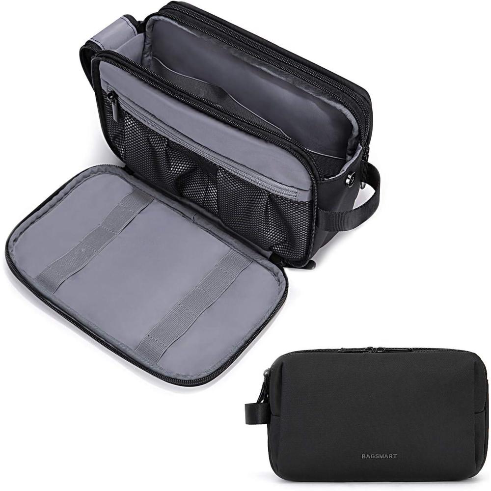 image:imageBAGSMART Toiletry Bag for Men Travel Toiletry Organizer Dopp Kit Waterresistant Shaving Bag for Toiletries Accessories Door Room EssentialsBlacklargeBlack