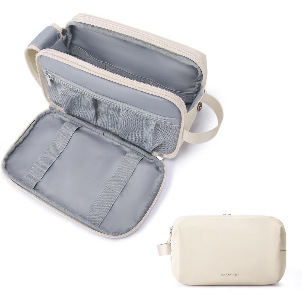 image:imageBAGSMART Toiletry Bag for Men Travel Toiletry Organizer Dopp Kit Waterresistant Shaving Bag for Toiletries Accessories Door Room EssentialsBlacklargeBeige