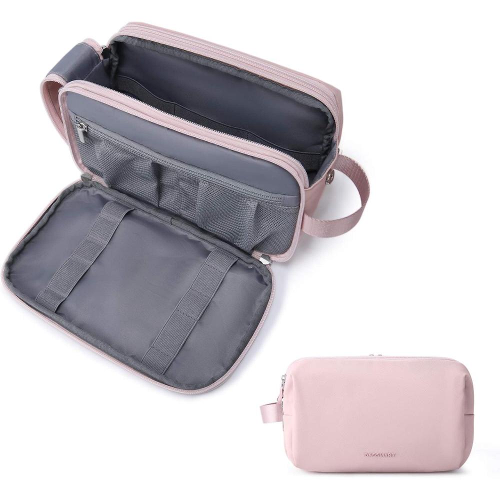 image:imageBAGSMART Toiletry Bag for Men Travel Toiletry Organizer Dopp Kit Waterresistant Shaving Bag for Toiletries Accessories Door Room EssentialsBlacklargePink
