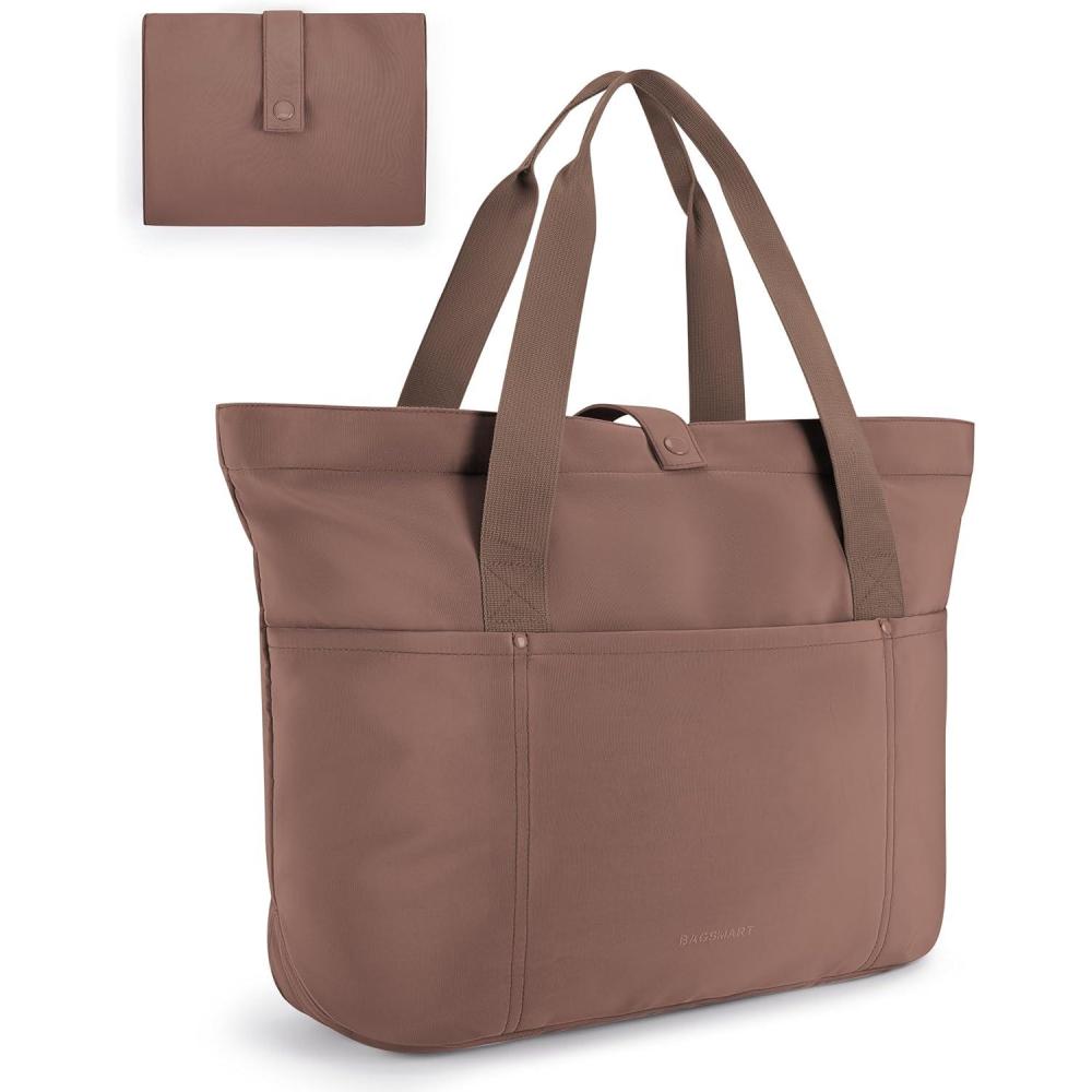 image:imageBAGSMART Tote Bag for Women Foldable Tote Bag With Zipper Travel Large Shoulder Bag Handbag for Work165l X 6wx 14hCcoffee165l X 6wx 14h